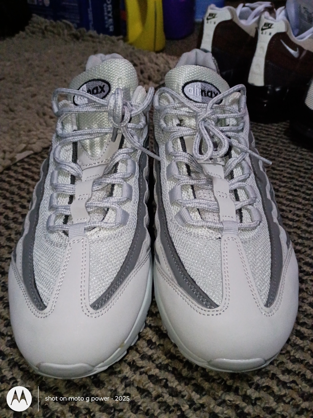 Nike Air Max 95s Sneakers in White and Gray